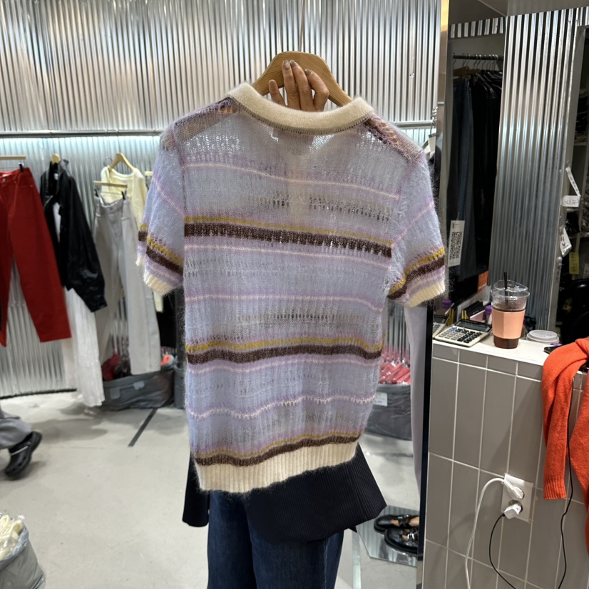 ALEGRE韓國直郵女裝新款推薦真品人氣時尚針織衫羊絨條紋ALEGRE針織衫