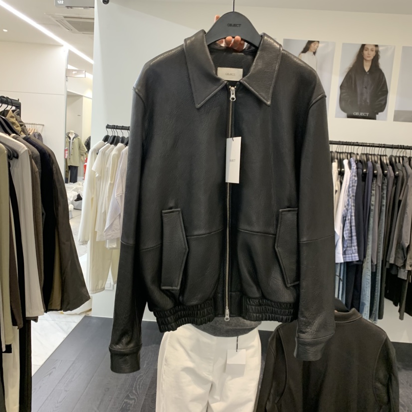 OBJECT東大門實拍女士新品時尚人氣休閑推薦真品熱賣皮衣OBJECT皮衣圖色2黑