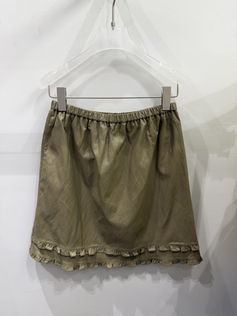 LOOKK/MIMME東大門代購女裝新品推薦半身裙中短裙皮革褶邊雙褶LOOKK/MIMME半身裙/中短裙圖色3