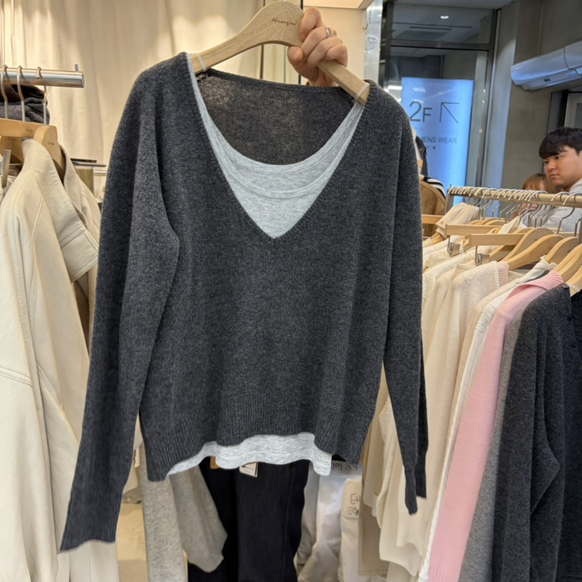 AFTERGLOW韓國直郵女裝新品熱賣時尚真品推薦休閑套裝V領AFTERGLOW套裝圖色3墨