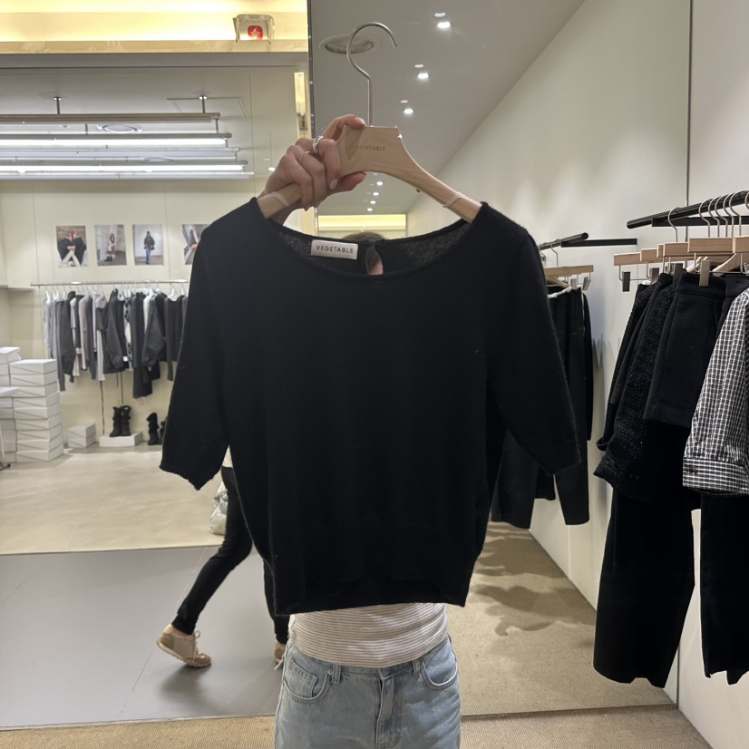 VEGETABLE韓國代購女士新品時尚人氣推薦熱賣休閑真品針織衫VEGETABLE針織衫圖色3黑色