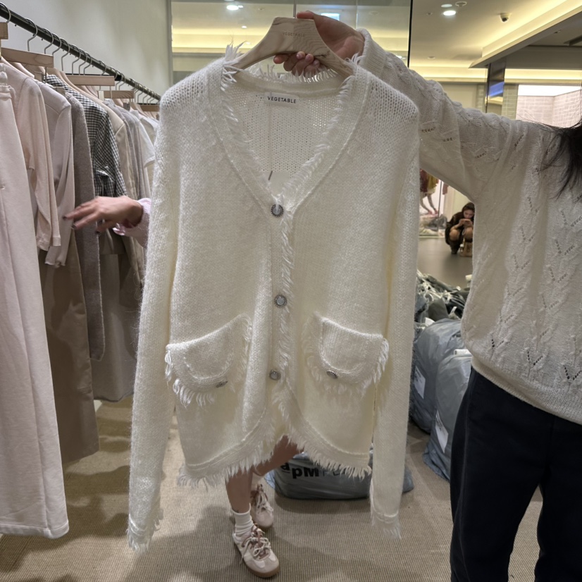 VEGETABLE東大門實拍女士新款真品熱賣時尚推薦開衫不含內搭VEGETABLE開衫圖色1白色