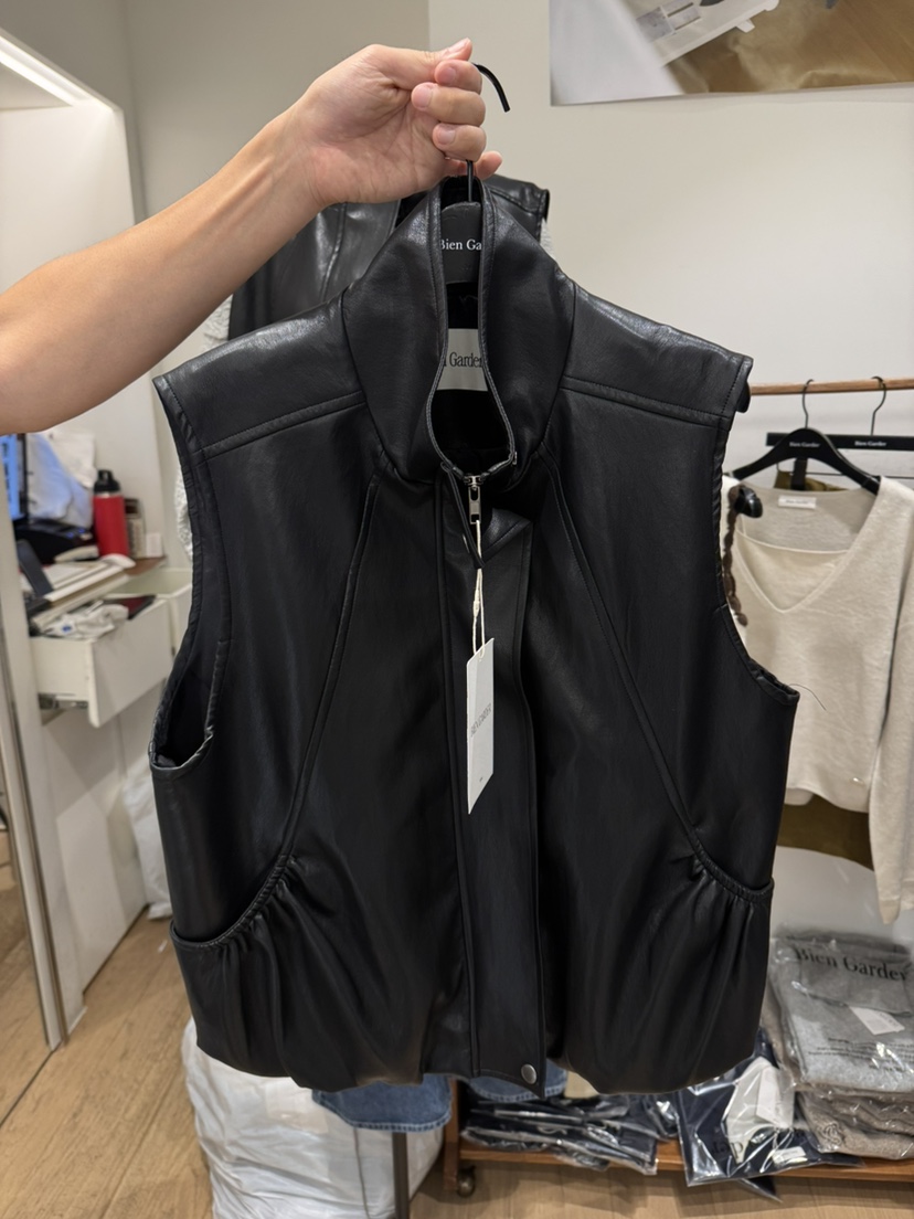 BIEN GARDER東大門代購女裝新品人氣馬甲不含內搭皮革褶皺BIEN GARDER馬甲