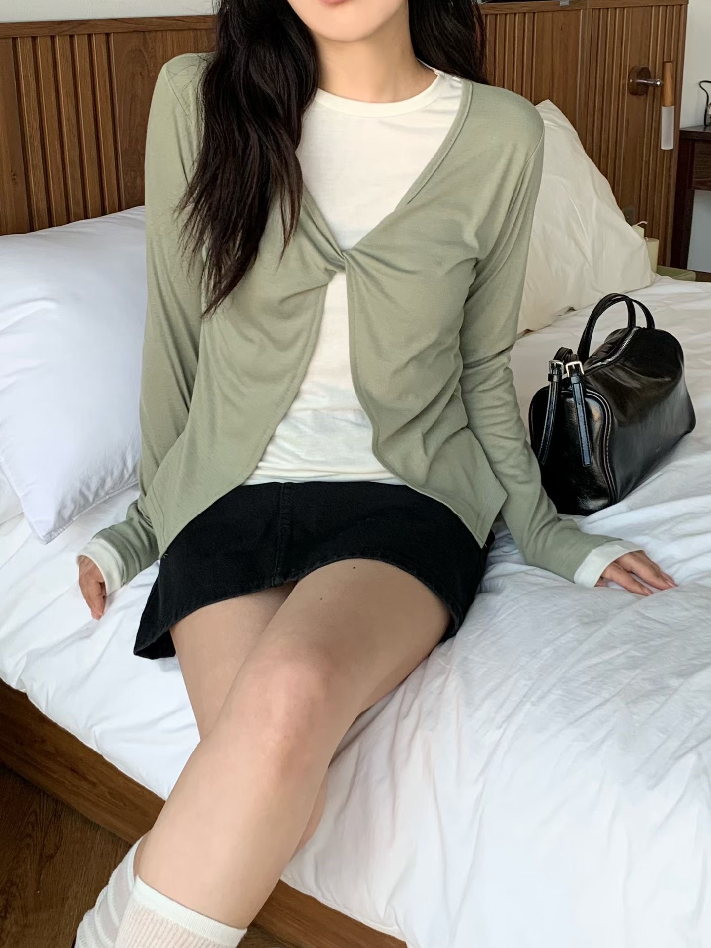 BRAND MARKET-브랜드마켓-T東大門實拍女裝新品職業長袖T恤撞色開衫BRAND MARKET-2件起長袖T恤