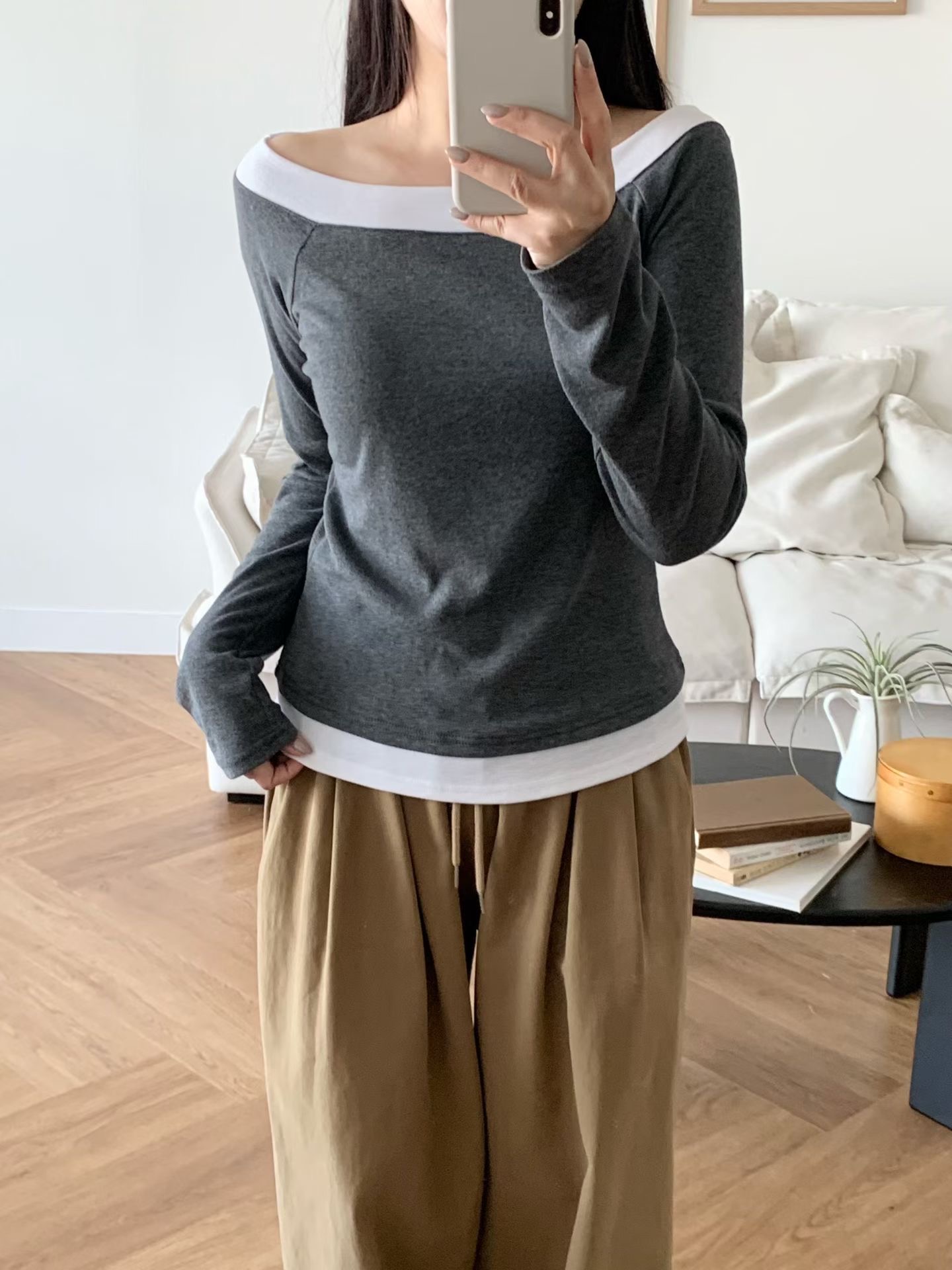 BRAND MARKET-브랜드마켓-T東大門代購女士新品推薦長袖T恤撞色經典BRAND MARKET-2件起長袖T恤