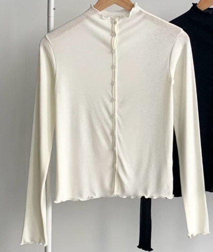 BRAND MARKET-브랜드마켓-T韓國代購女士新品真品長袖T恤高領紐扣BRAND MARKET-2件起長袖T恤圖色1