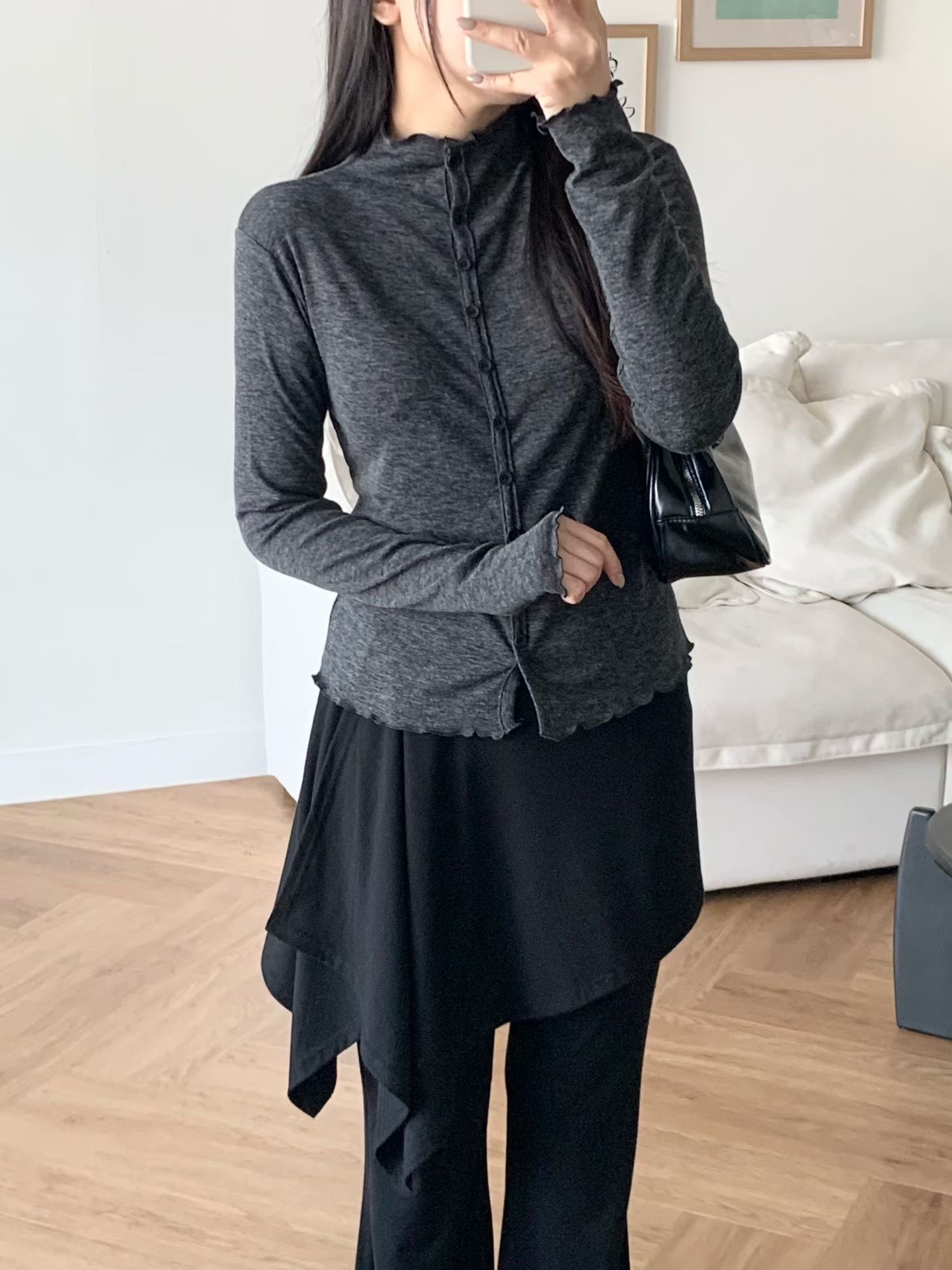 BRAND MARKET-브랜드마켓-T韓國代購女士新品真品長袖T恤高領紐扣BRAND MARKET-2件起長袖T恤圖色3