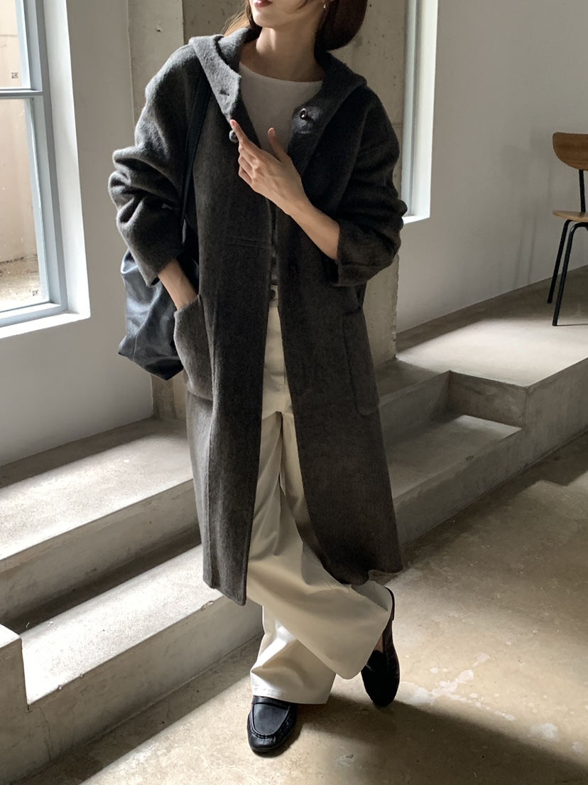 NOTICE韓國代購女士新款人氣熱賣時尚中長款大衣手工連帽NOTICE中長款大衣
