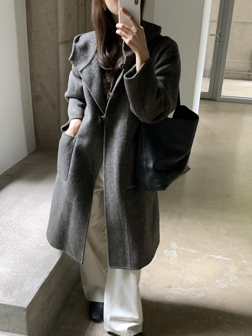 NOTICE韓國代購女士新款人氣熱賣時尚中長款大衣手工連帽NOTICE中長款大衣
