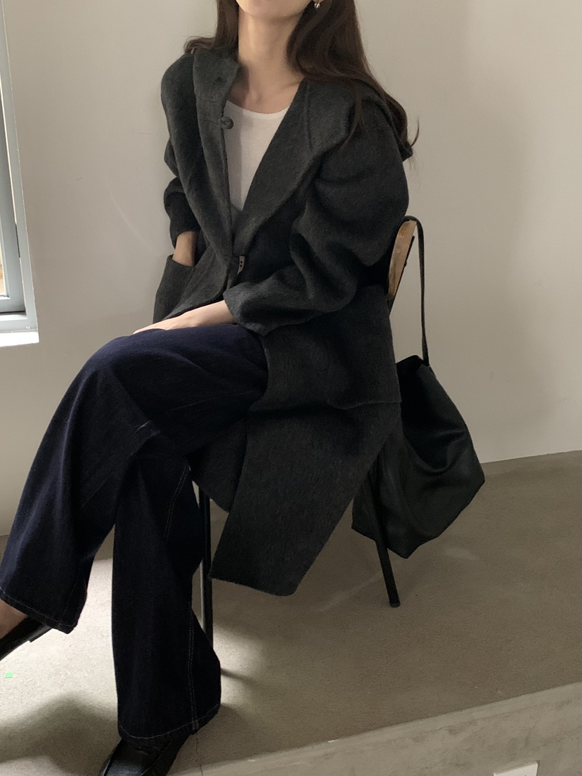 NOTICE韓國代購女士新款人氣熱賣時尚中長款大衣手工連帽NOTICE中長款大衣
