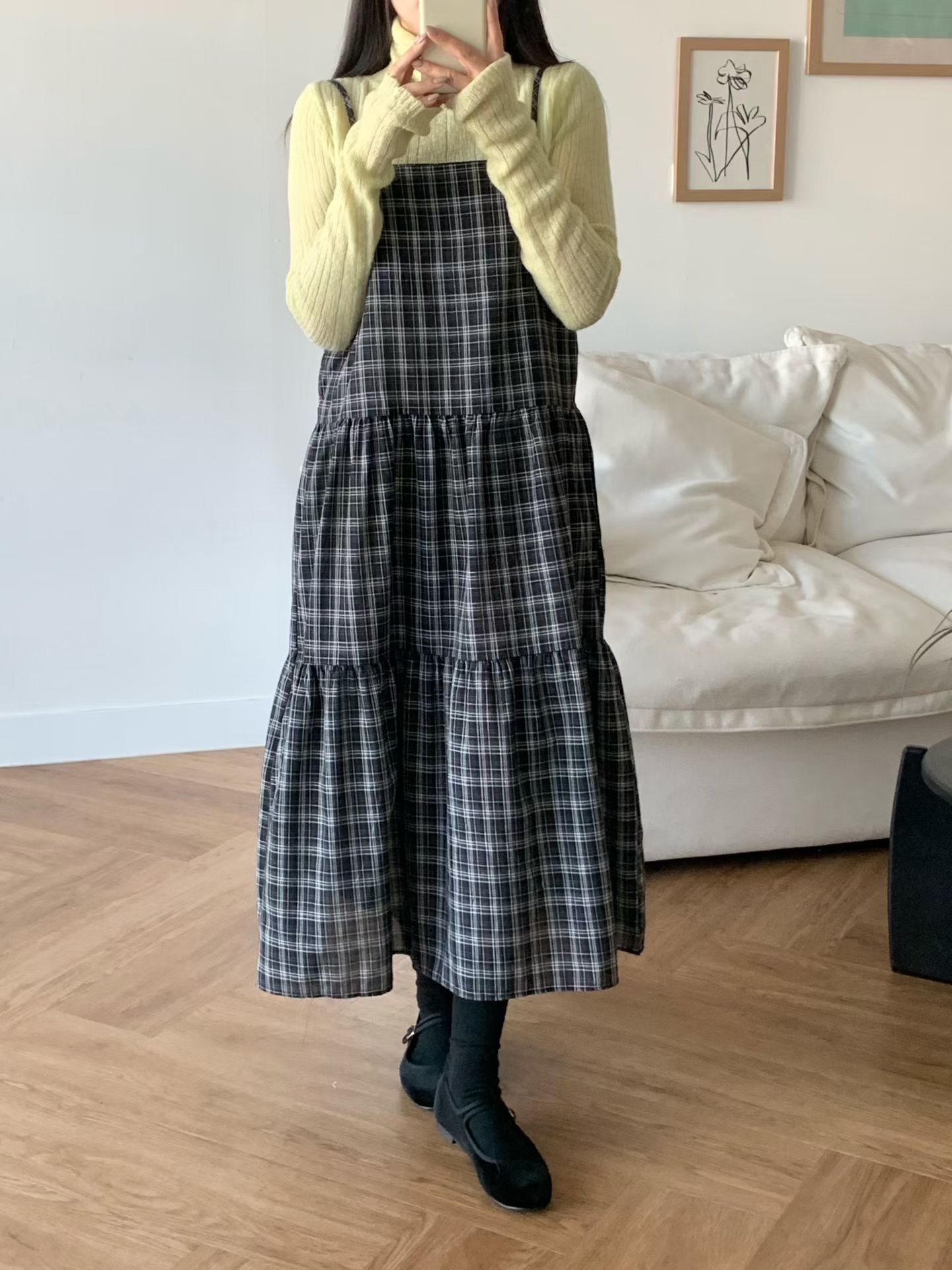 BRAND MARKET-브랜드마켓-T韓國直郵女裝新款真品連衣裙不含內搭格紋BRAND MARKET-2件起連衣裙