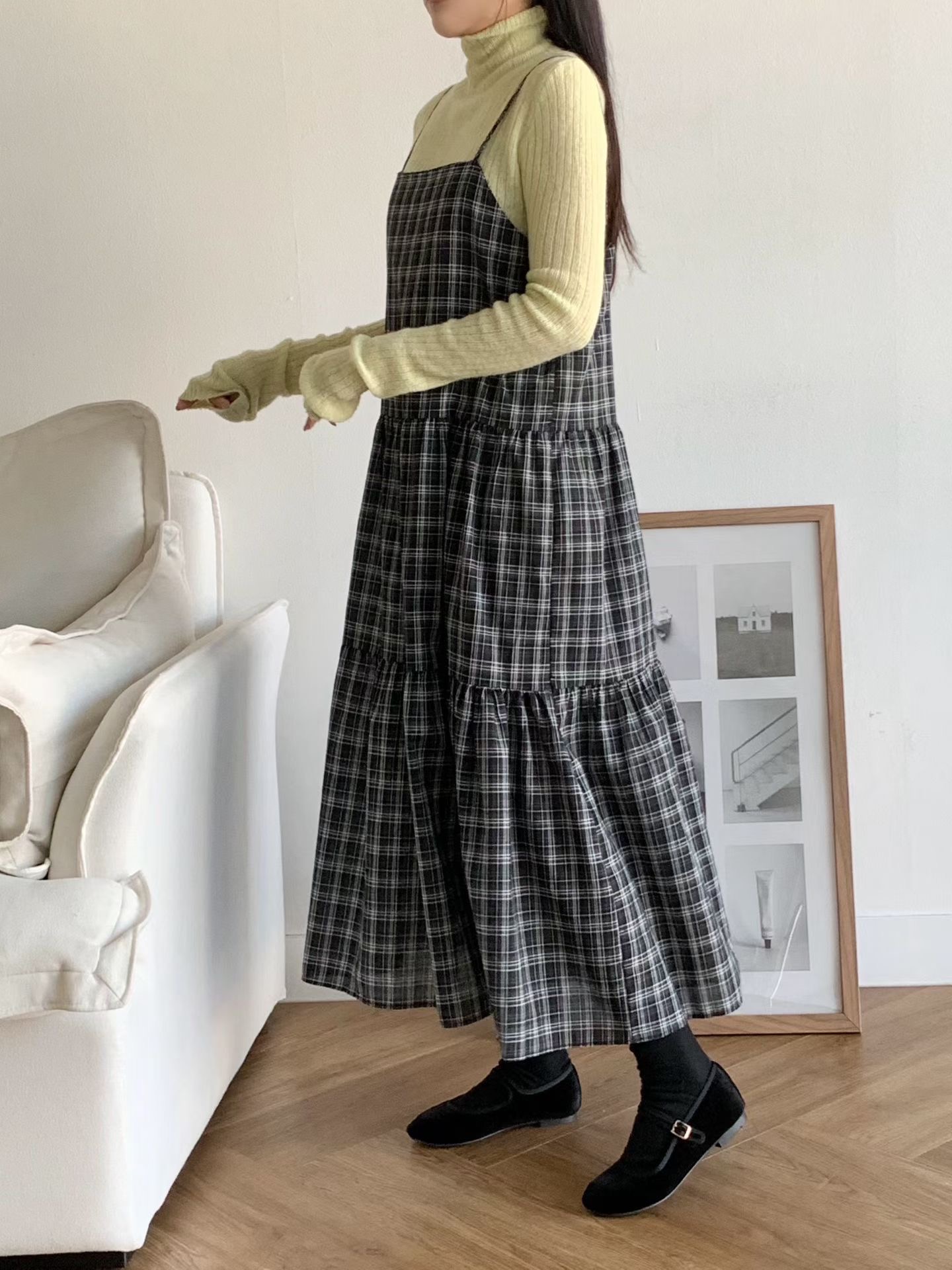 BRAND MARKET-브랜드마켓-T韓國直郵女裝新款真品連衣裙不含內搭格紋BRAND MARKET-2件起連衣裙