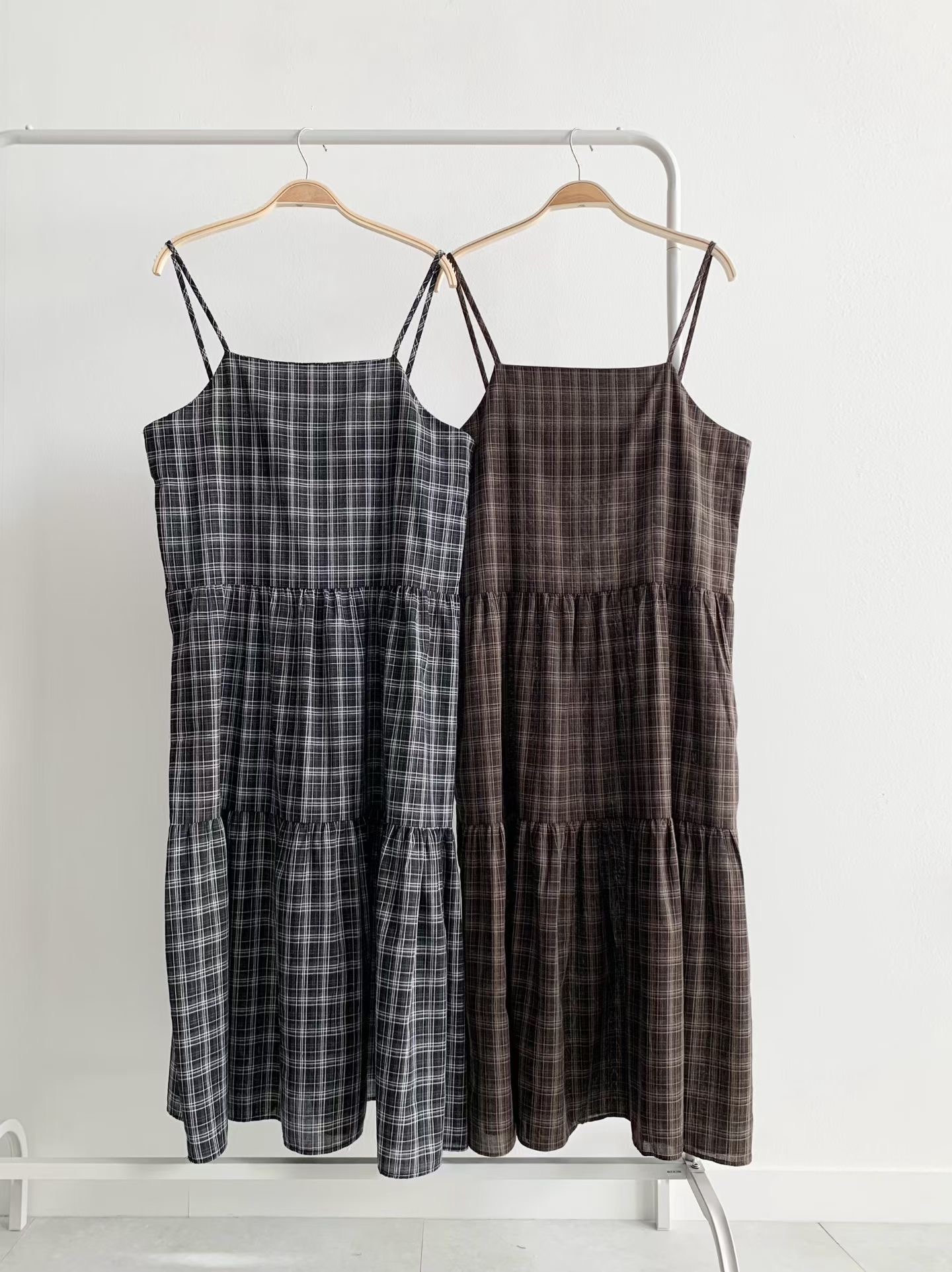 BRAND MARKET-브랜드마켓-T韓國直郵女裝新款真品連衣裙不含內搭格紋BRAND MARKET-2件起連衣裙圖色2左二色