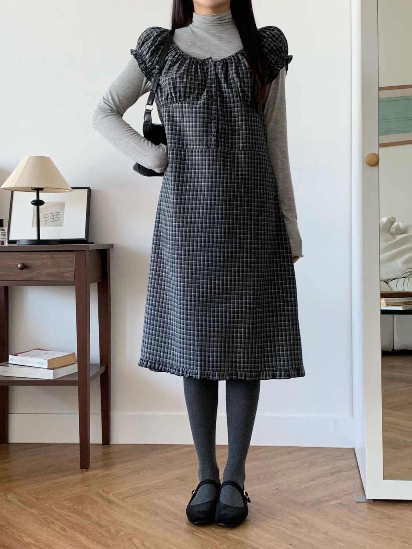 BRAND MARKET-브랜드마켓-T東大門直郵女裝新款休閑連衣裙不含內搭格紋BRAND MARKET-2件起連衣裙圖色1