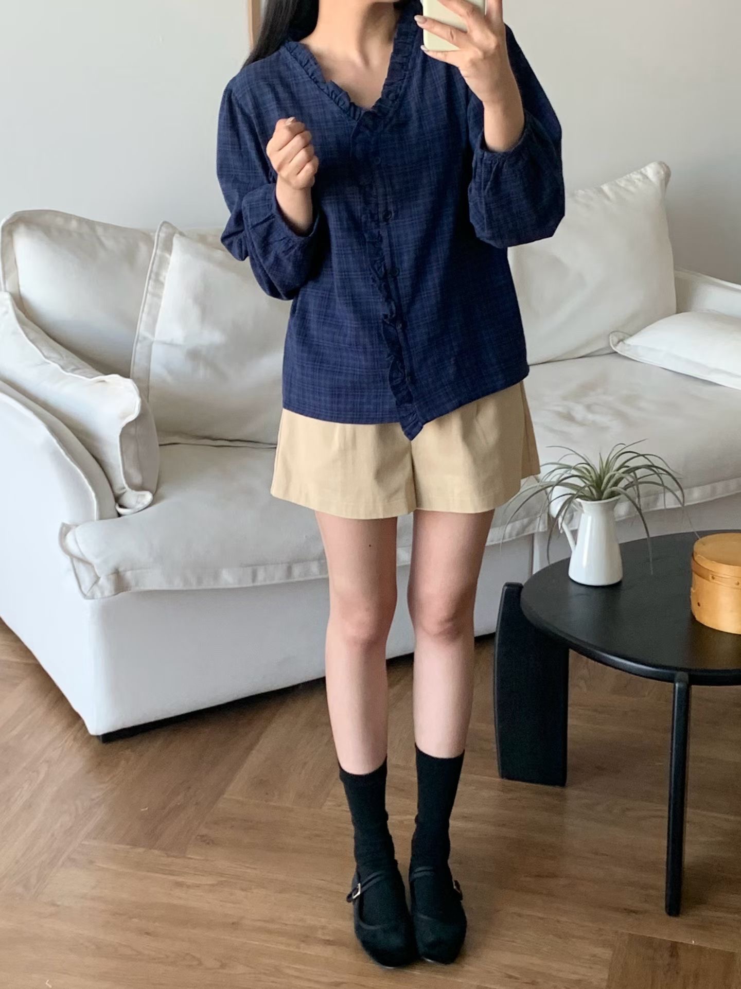 BRAND MARKET-브랜드마켓-T東大門實拍女士新款推薦襯衫蕾絲衫復古格子BRAND MARKET-2件起襯衫/蕾絲衫