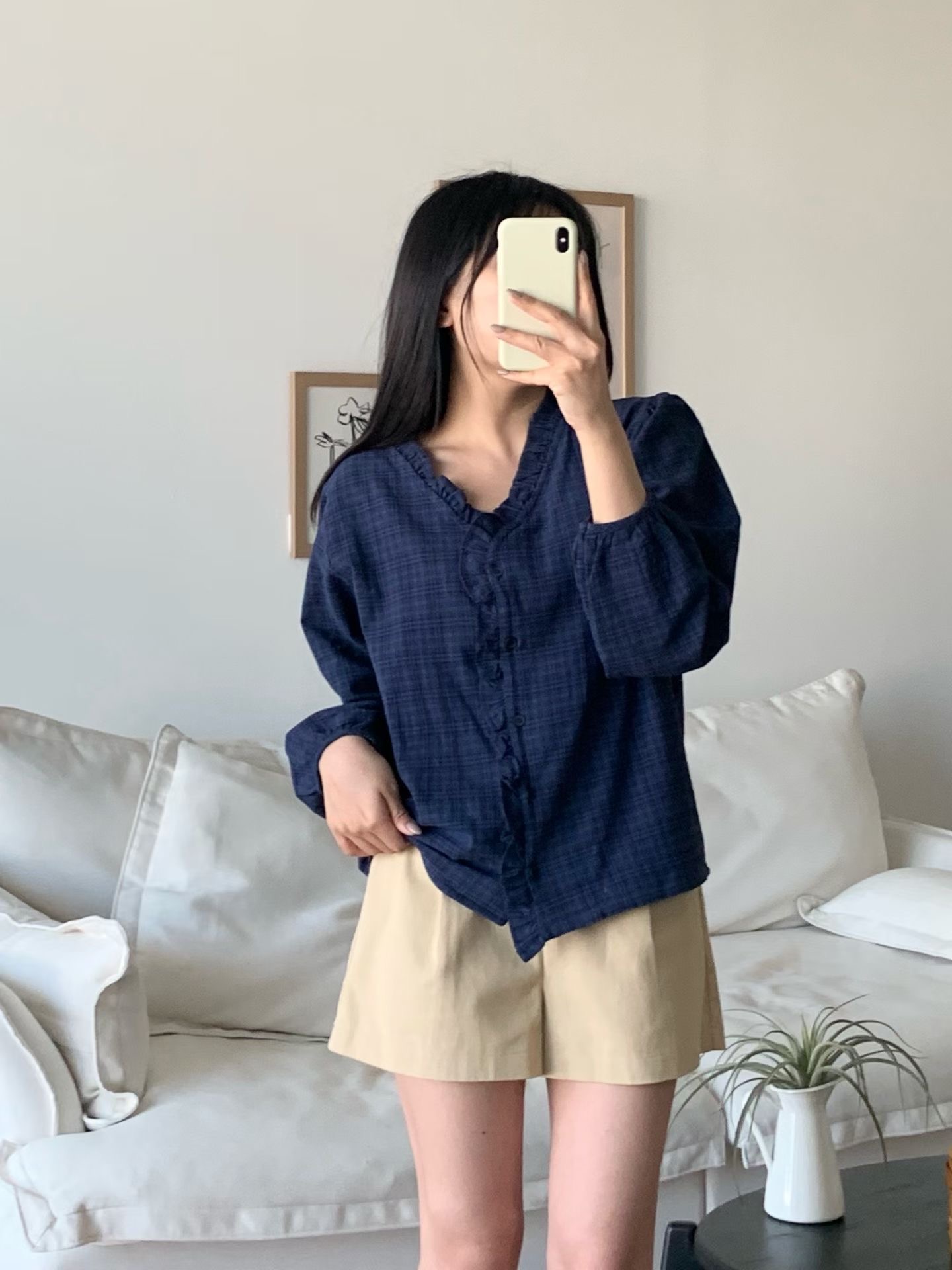 BRAND MARKET-브랜드마켓-T東大門實拍女士新款推薦襯衫蕾絲衫復古格子BRAND MARKET-2件起襯衫/蕾絲衫圖色1