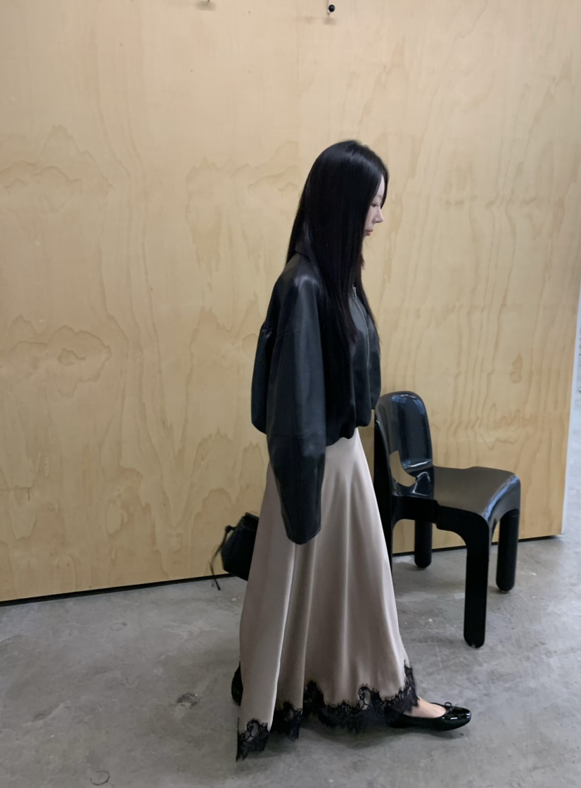 MARKE-P東大門代購女裝新款職業休閑推薦長裙蕾絲條紋緞面MARKE-P長裙