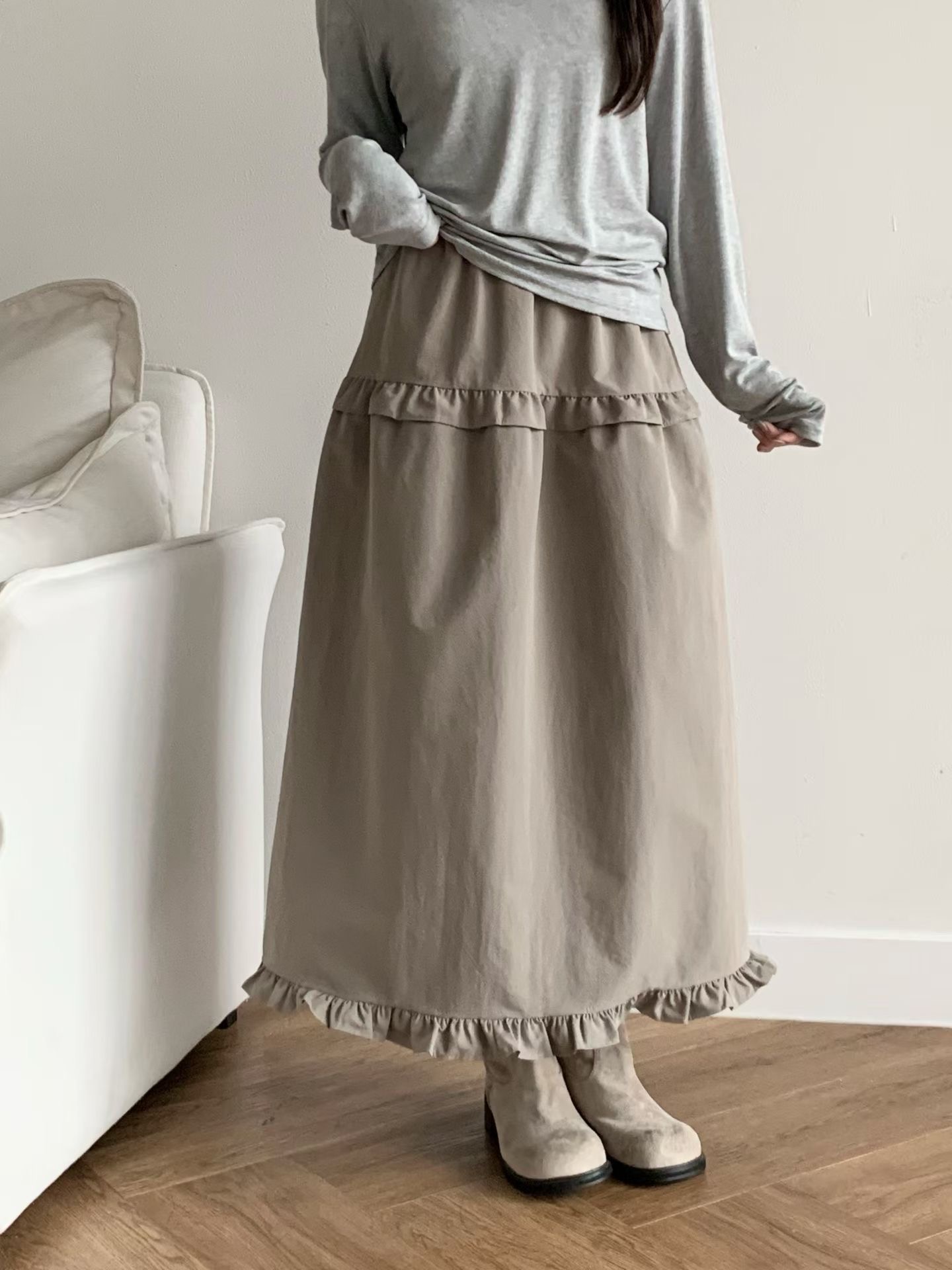BRAND MARKET-브랜드마켓-T東大門代購女士新品職業長裙荷葉邊BRAND MARKET-2件起長裙圖色1