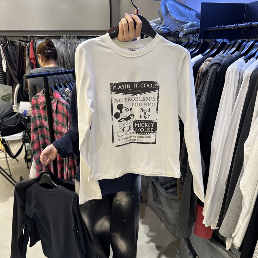 CREDITO東大門代購女士新品熱賣時尚休閑真品長袖T恤米奇CREDITO長袖T恤圖色1