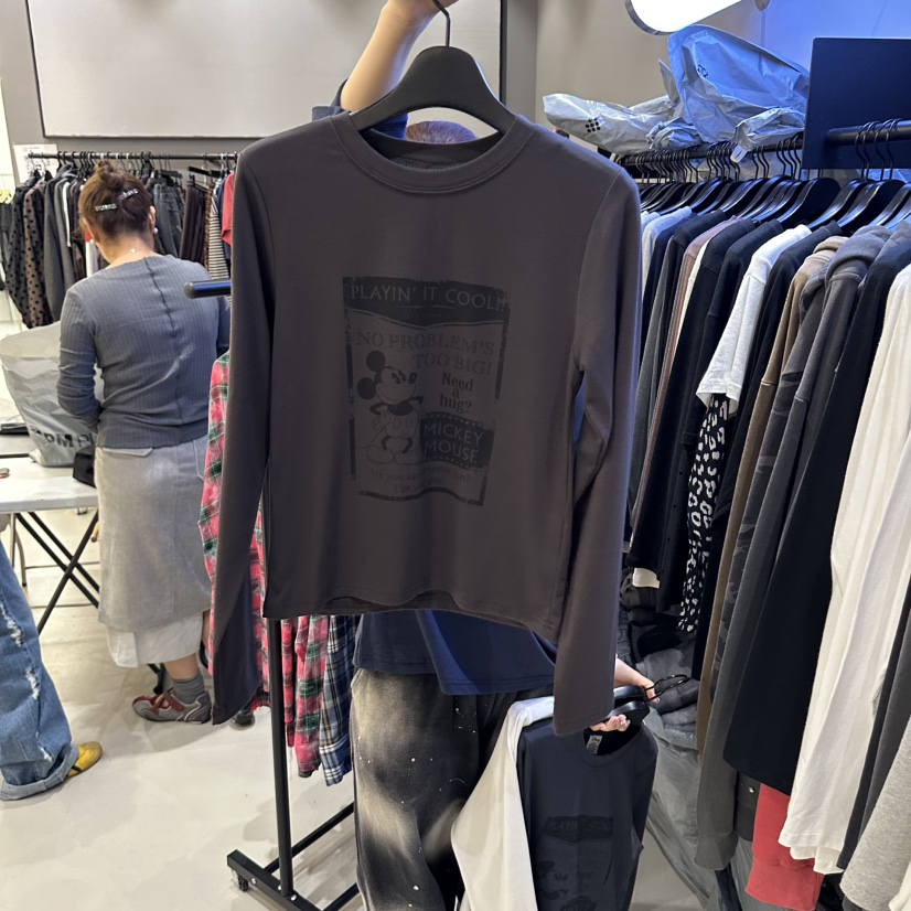 CREDITO東大門代購女士新品熱賣時尚休閑真品長袖T恤米奇CREDITO長袖T恤圖色3