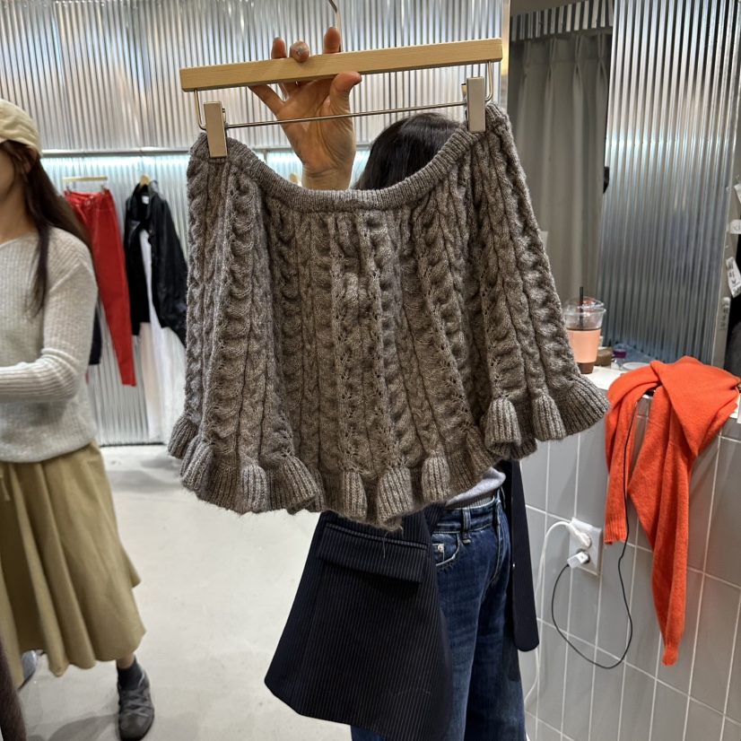 ALEGRE韓國代購女裝新款休閑時尚真品人氣短裙針織裙喇叭ALEGRE短裙