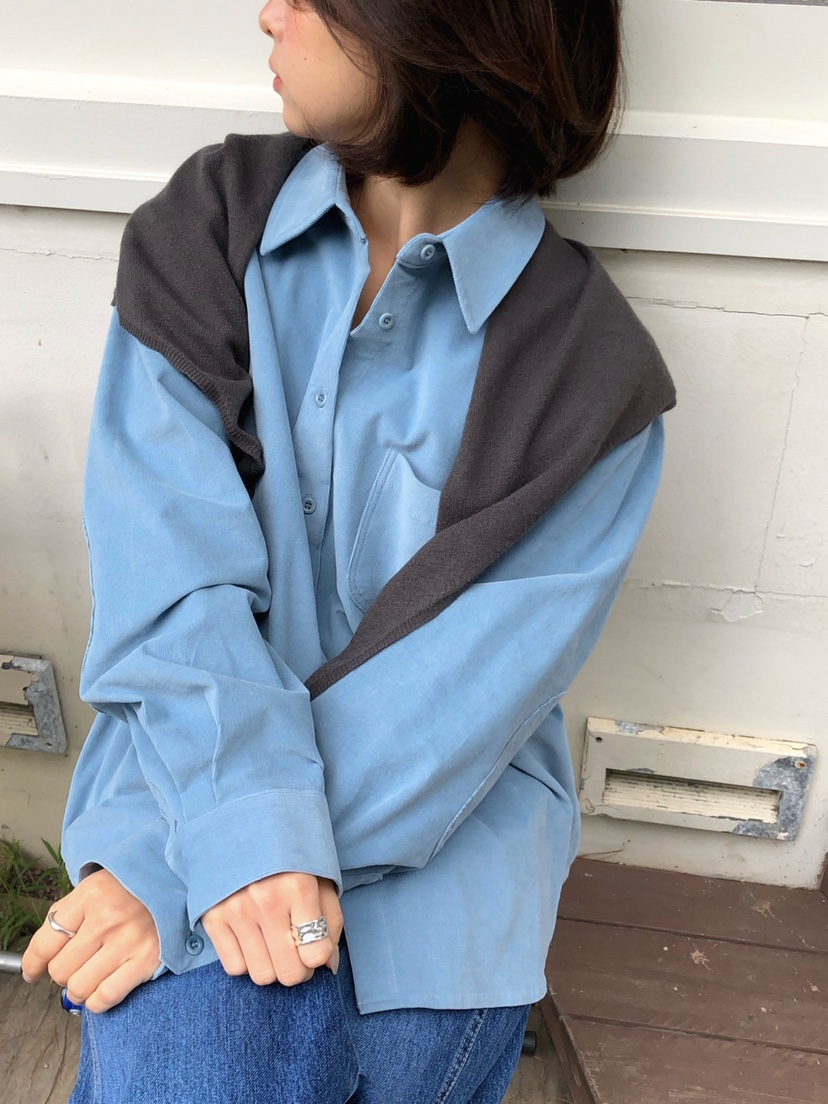 ERUME東大門實拍女士新款人氣時尚休閑推薦襯衫蕾絲衫燈芯絨ERUME襯衫/蕾絲衫