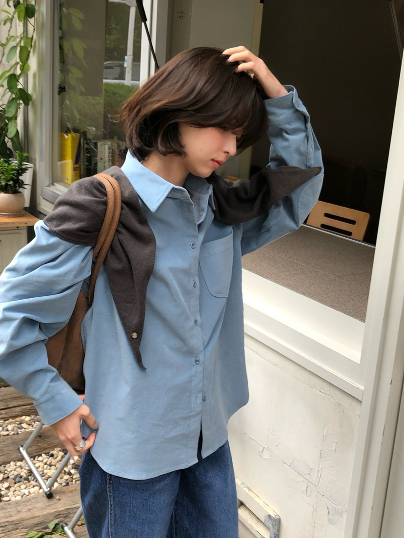 ERUME東大門實拍女士新款人氣時尚休閑推薦襯衫蕾絲衫燈芯絨ERUME襯衫/蕾絲衫