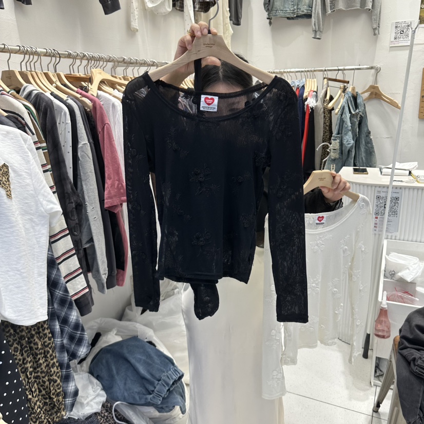 UNDERSTAR_VINTAGE韓國代購女士新品休閑時尚長袖T恤花朵UNDERSTAR_VINTAGE長袖T恤圖色2