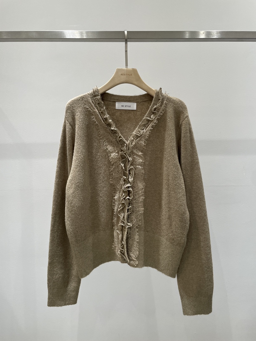 RE STYLE-Q韓國直郵女士新品熱賣休閑針織衫褶皺雙層開衫RE STYLE針織衫圖色2