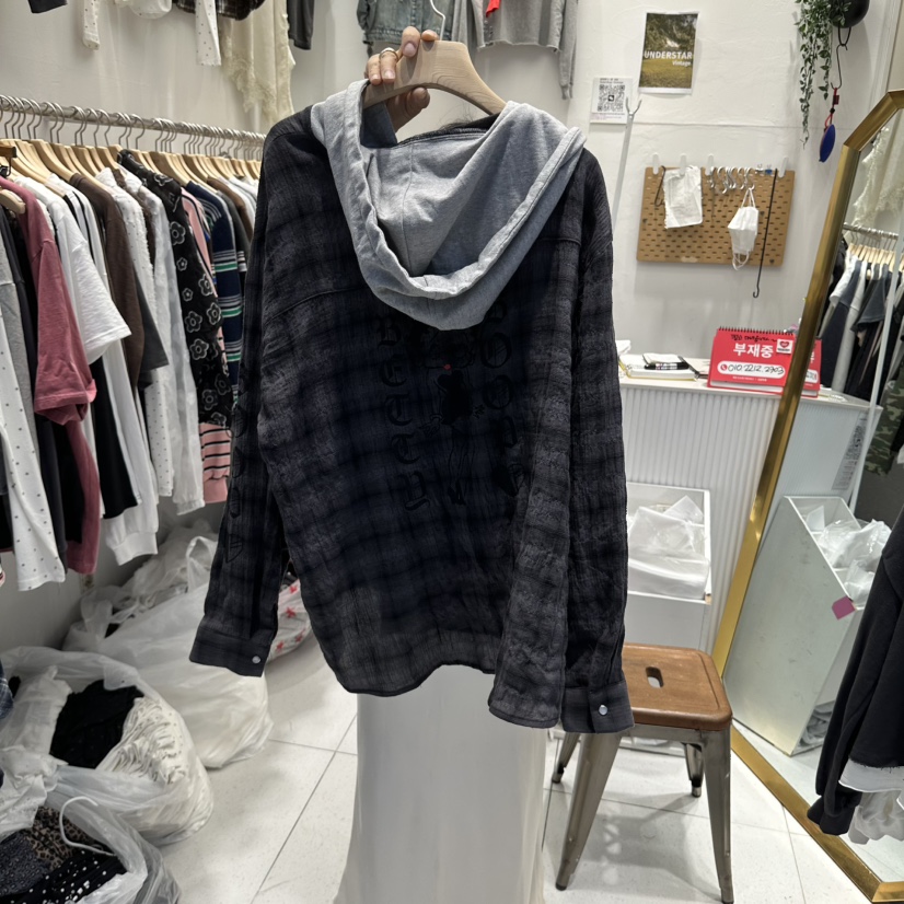 UNDERSTAR_VINTAGE韓國代購女士新品人氣襯衫蕾絲衫連帽衫格子UNDERSTAR_VINTAGE襯衫/蕾絲衫