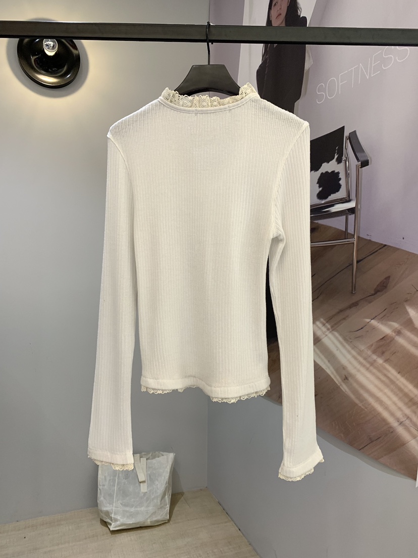 SOFTNESS韓國代購女裝新款推薦休閑真品時尚長袖T恤U領蕾絲Softness/Cosmic長袖T恤