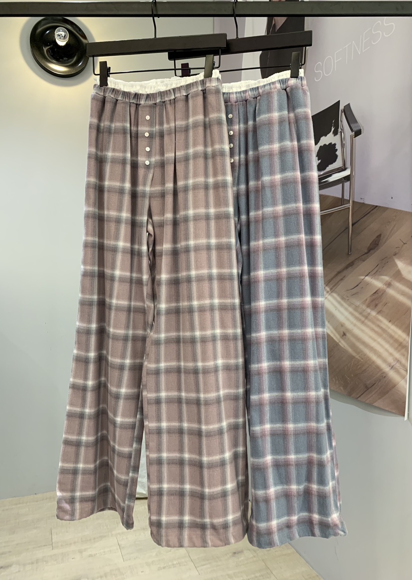 SOFTNESS韓國代購女士新品人氣真品推薦休閑休閑褲格紋撞色Softness/Cosmic休閑褲