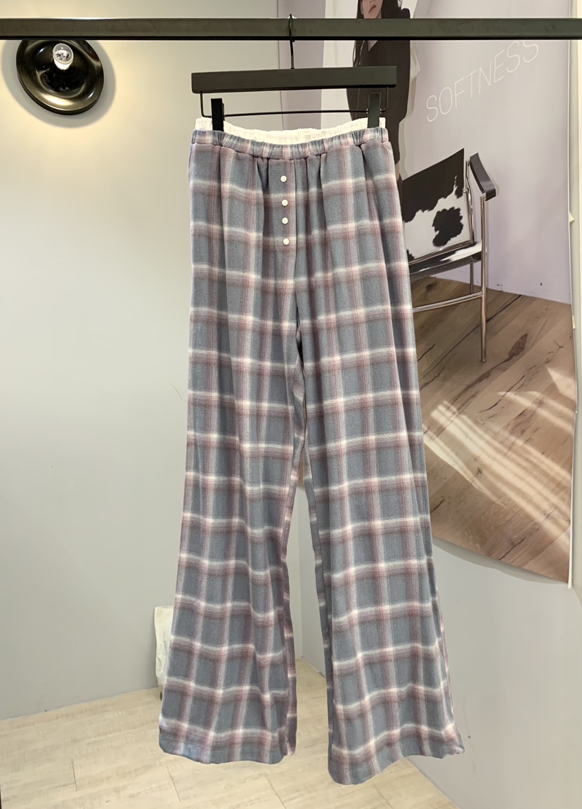 SOFTNESS韓國代購女士新品人氣真品推薦休閑休閑褲格紋撞色Softness/Cosmic休閑褲圖色2
