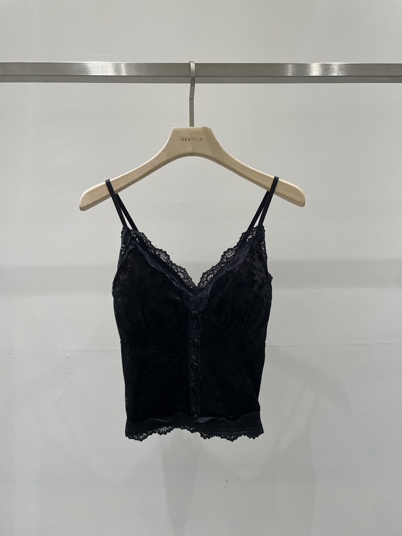 RE STYLE-Q韓國代購女裝新款時尚吊帶背心絲絨無袖紐扣RE STYLE吊帶/背心圖色2
