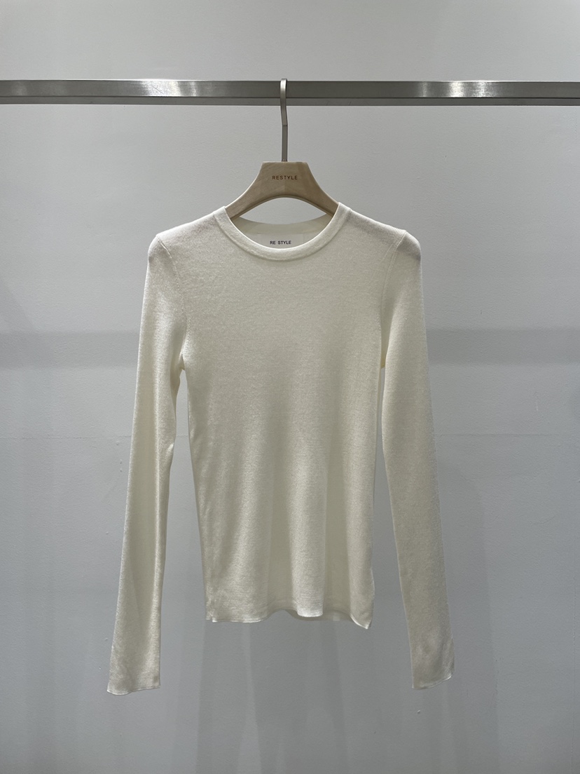 RE STYLE-Q東大門直郵女裝新品休閑推薦真品長袖T恤羅紋RE STYLE長袖T恤圖色1