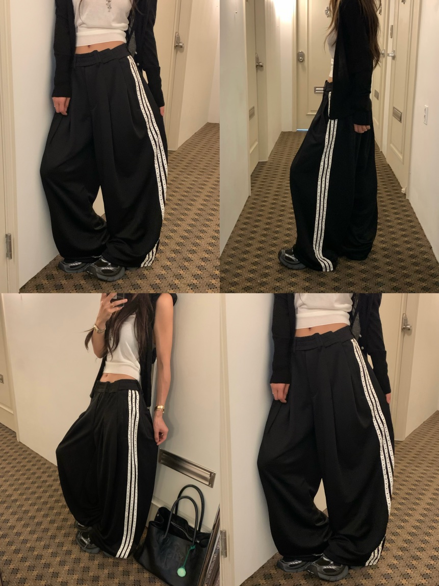 VIRKIN東大門實拍女裝新品時尚推薦熱賣休閑休閑褲條紋運動VIRKIN休閑褲