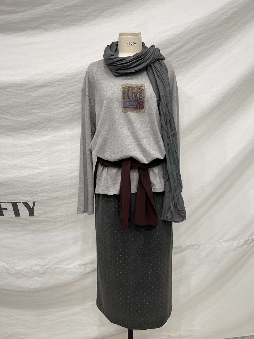 FIFTY東大門實拍女裝新品人氣熱賣休閑時尚推薦長袖T恤染色FIFTY長袖T恤