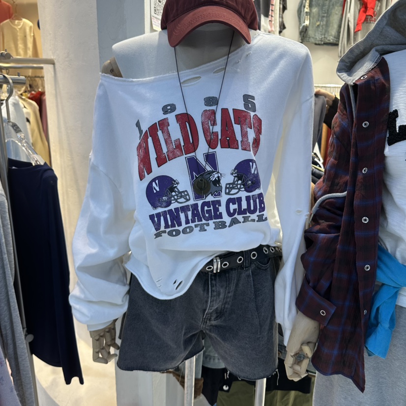 UNDERSTAR_VINTAGE韓國代購女裝新品時尚熱賣推薦長袖T恤UNDERSTAR_VINTAGE長袖T恤圖色1
