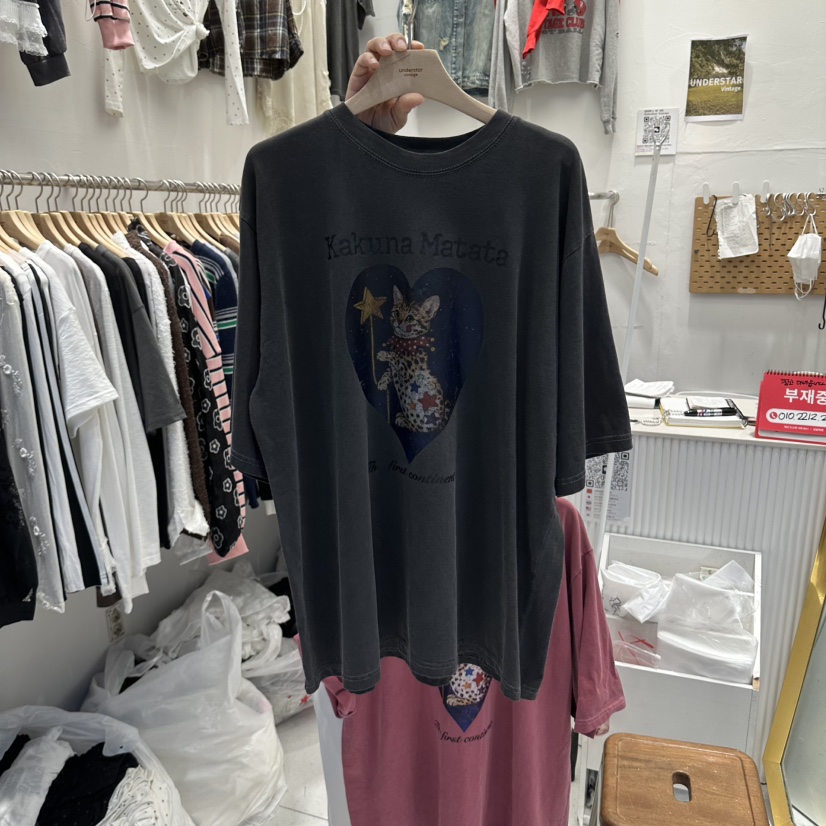 UNDERSTAR_VINTAGE韓國代購女士新款休閑熱賣推薦T恤水洗UNDERSTAR_VINTAGET恤圖色2