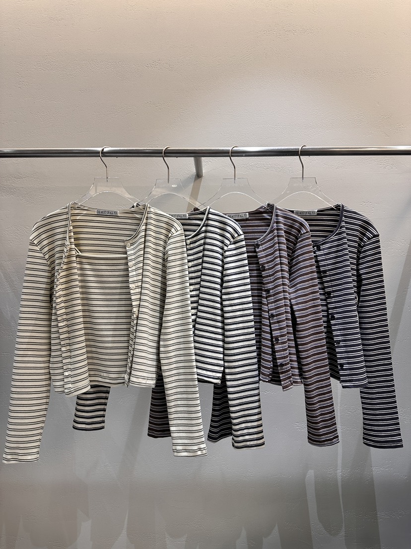 MOST OF ALL U東大門代購女裝新品熱賣時尚套裝條紋羅紋MOST OF ALL U套裝
