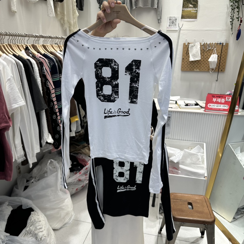 UNDERSTAR_VINTAGE韓國直郵女士新款推薦休閑熱賣長袖T恤UNDERSTAR_VINTAGE長袖T恤圖色1