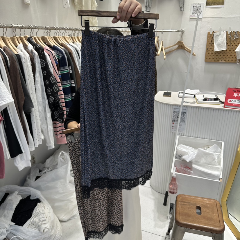 UNDERSTAR_VINTAGE韓國代購女裝新款熱賣人氣長裙豹紋開衩UNDERSTAR_VINTAGE長裙圖色3