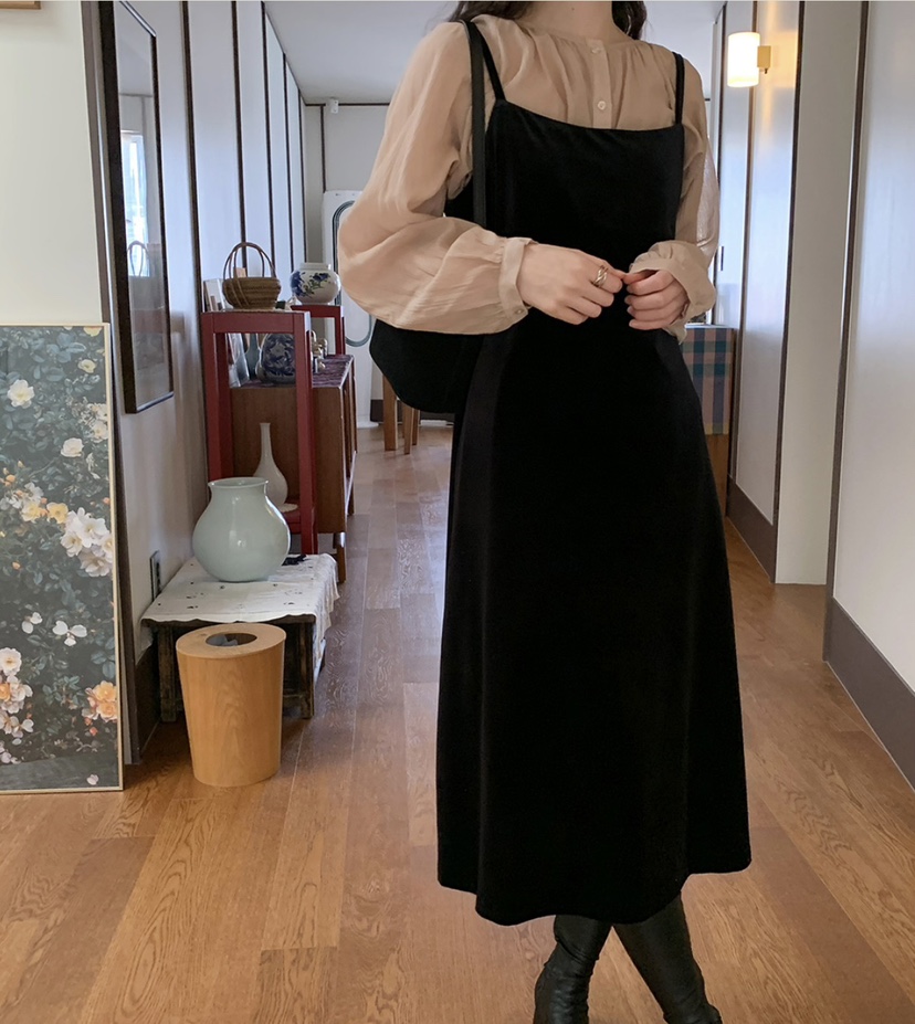LETAILOR東大門直郵女士新品時尚熱賣真品推薦連衣裙天鵝絨LETAILOR連衣裙