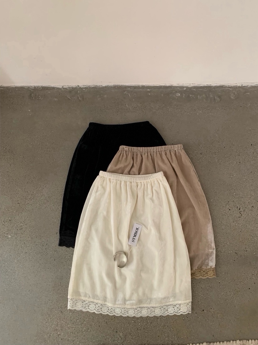 SYMBOL東大門代購女士新品休閑人氣半身裙中短裙天鵝絨蕾絲SYMBOL半身裙/中短裙