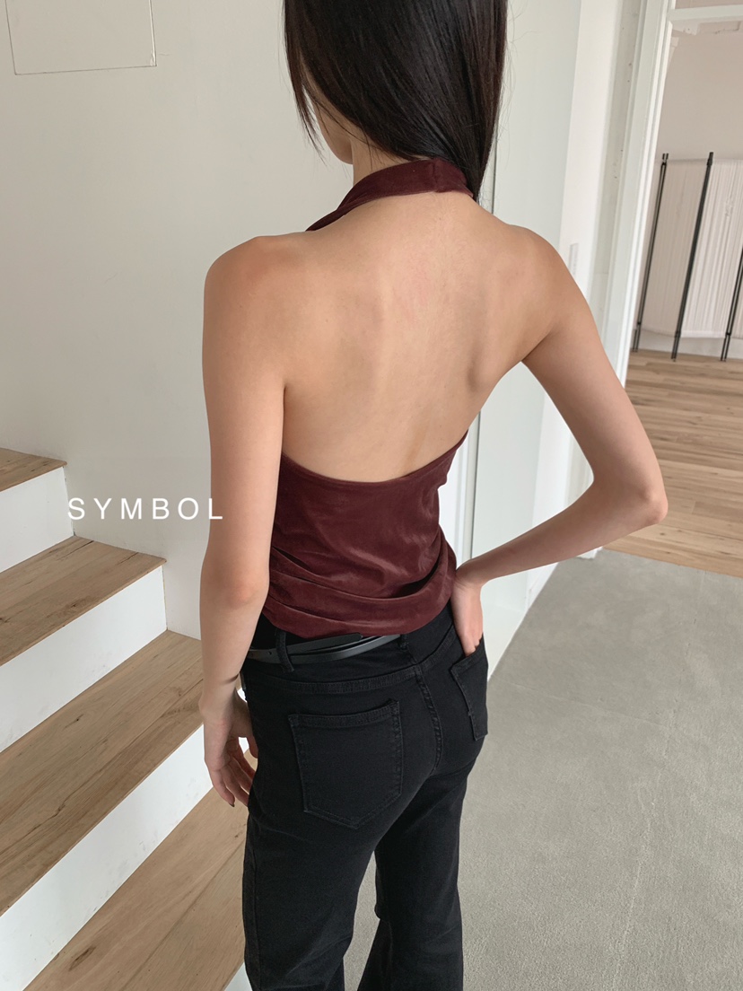 SYMBOL東大門實拍女裝新品真品時尚吊帶背心不含內搭天鵝絨SYMBOL吊帶/背心