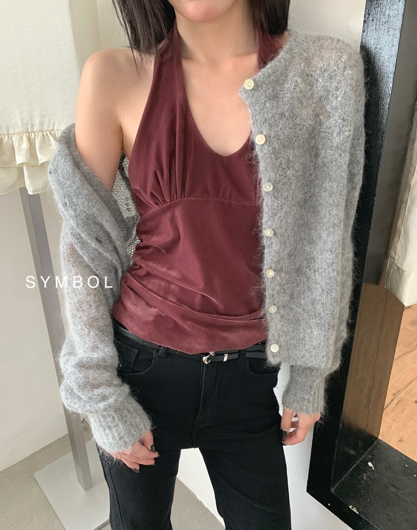SYMBOL東大門實拍女裝新品真品時尚吊帶背心不含內搭天鵝絨SYMBOL吊帶/背心