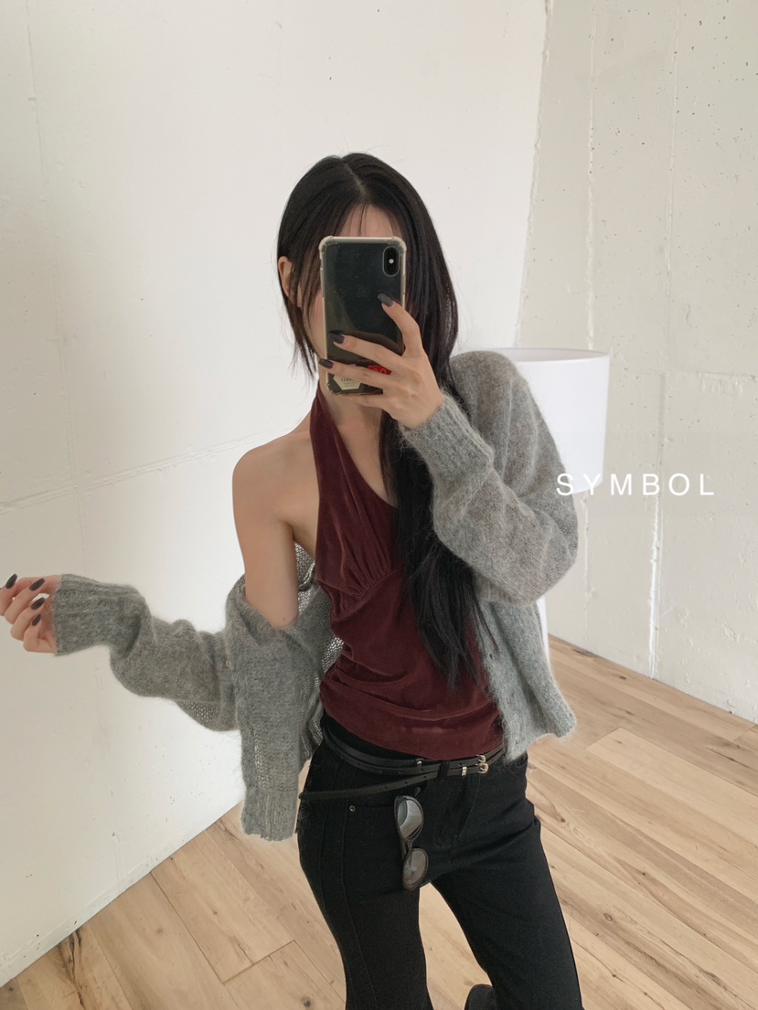SYMBOL東大門實拍女裝新品真品時尚吊帶背心不含內搭天鵝絨SYMBOL吊帶/背心