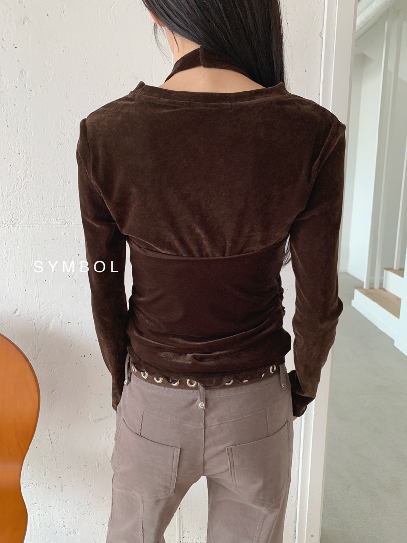 SYMBOL東大門實拍女裝新品真品時尚吊帶背心不含內搭天鵝絨SYMBOL吊帶/背心