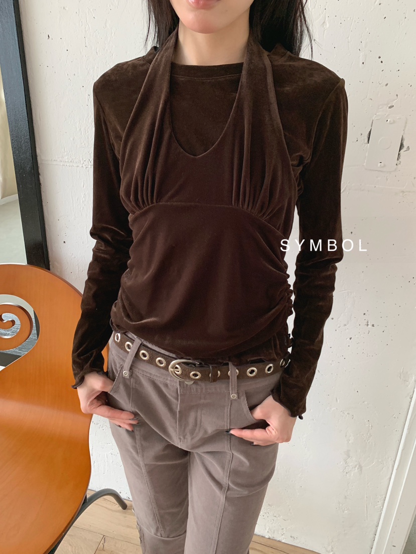 SYMBOL東大門實拍女裝新品真品時尚吊帶背心不含內搭天鵝絨SYMBOL吊帶/背心