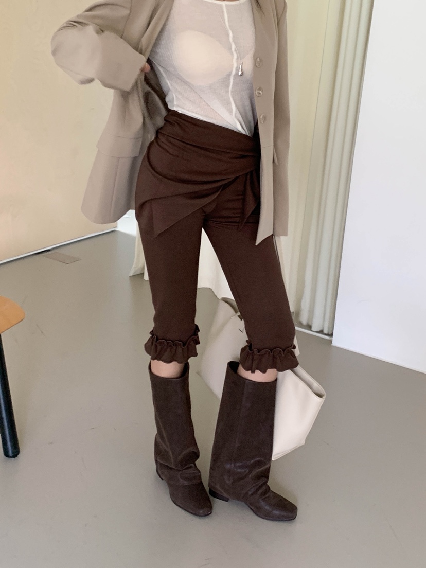 VELEN東大門代購女士新品時尚休閑人氣打底褲鯊魚褲含圍巾VELEN打底褲/鯊魚褲